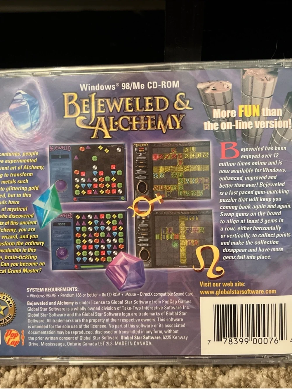 Bejeweled & Alchemy PC CD-ROM 2001 PopCap Games Global Star NEW Sealed